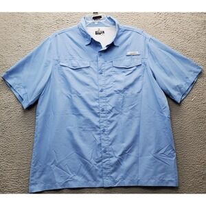 Habit Fishing Camping Shirt Men XL Blue Vented Moisture Wicking 40+ Solar Factor